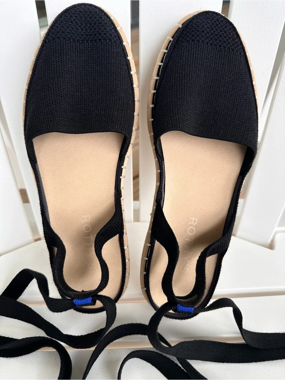 Rothy's Black Espadrille Lace-Up Flats